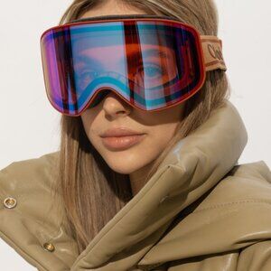 Chloe CH0072S 003 Ski Mask/Sunglasses Rust Shield Frame, Orange Lenses